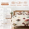 thumbnail image 6 of Christmas Bedding Duvet Cover Set Queen Size 4 Pieces Santa Claus Winter Xmas Bell Snowflake Retro Linen Bedding Set with Zipper Closure, 1 Comforter Cover 90x92 Inches 1 Flat Sheet & 2 Pillow Cases, 6 of 7