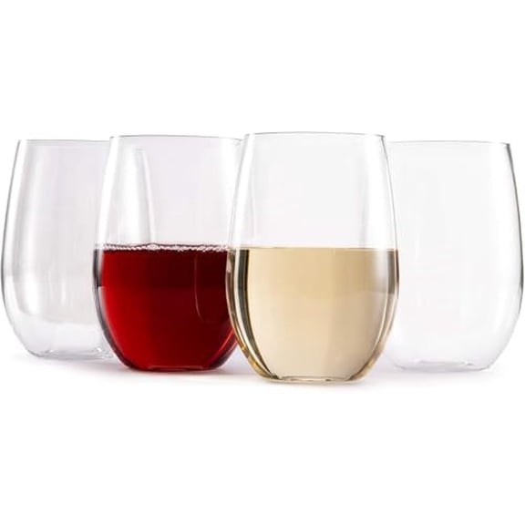 Wine Glasses glasses drinking set 16 OZ Tritan, Stemless Wine Glasses Set of 4, plastic wine glass Outdoor Unbreakable Dishwasher-safe, Red Wine Glasses for Home, Party