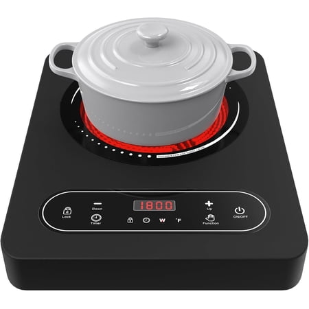 Single Burner Electric Cooktop 1800W 110V with LED Touch Screen 10 Power Levels Child Safety Lock Timer and Overheat Protection Black