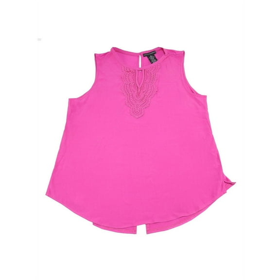 Grace Elements Womens Size Large Sleeveless Blouse w/Crochet Neckline, Mulberry Pink