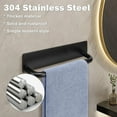 thumbnail image 3 of Self Adhesive Hand Towel Holder- 304 Stainless Steel Hand Towel Bar for Bathroom Kitchen Stick on Wall, Waterproof Towel Ring No Drilling, 9 Inch (Black), 3 of 7