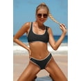 thumbnail image 5 of Charmo Womens Bikinis Bathing Suit Sporty Crop Top Two Piece Swimsuit, 5 of 7
