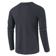 thumbnail image 5 of Men’s Waffle Long Sleeve Shirt Casual Button Down Thermal Henley Shirts Lightweight Plain Fall Tshirts Pullover Navy XL, 5 of 9