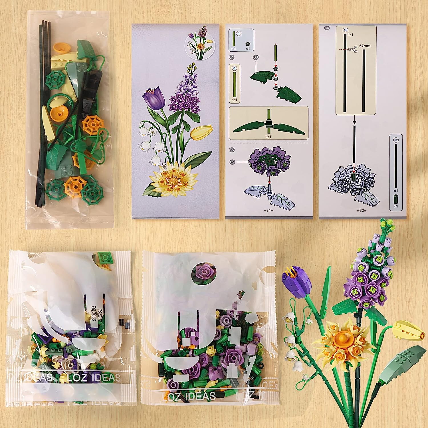 Mini Bricks Flower Bouquet Building Sets, Artificial Flowers, DIY