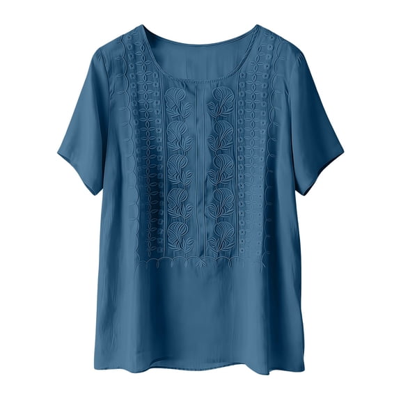 Summer Tops for Women Pleated Cotton Linen Tops Solid Color Shirts Blouses And Tees