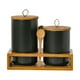 thumbnail image 1 of Juego de 2 botes de cocina, recipiente para café, té, azúcar, recipiente decorativo multiusos para almacenamiento de té y granos de café negro 1M 1L, 1 of 9