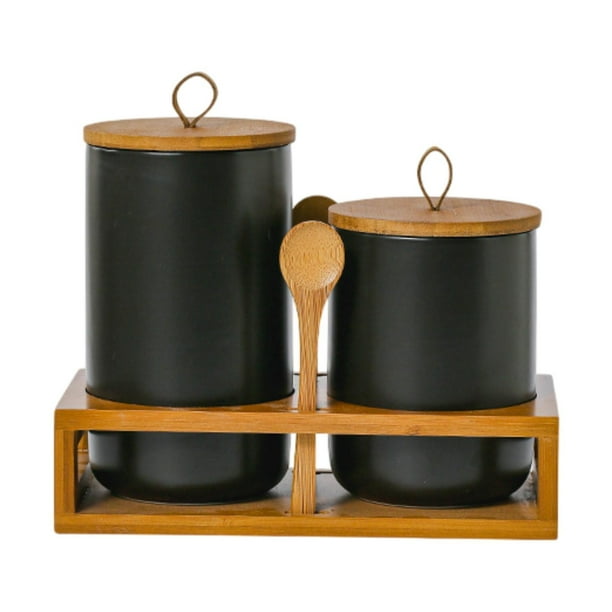 Juego de 2 recipientes herméticos de cocina para harina, golosinas para perros y granos de café. negro 1M 1L