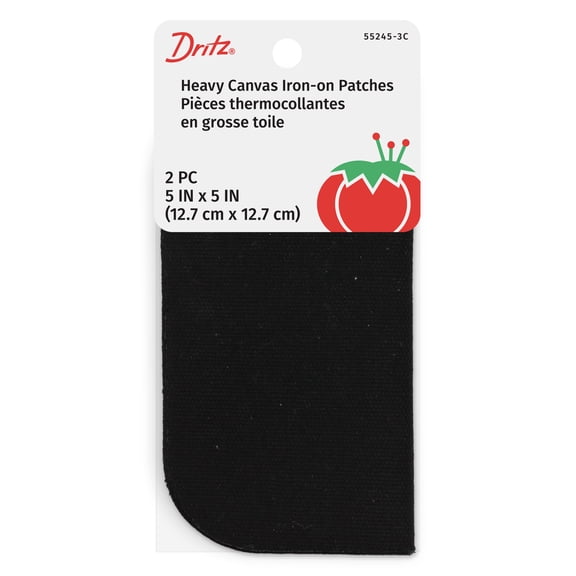 Dritz Heavy Canvas Iron-On Patches, 5 x 5-Inch, 2 Count, Black