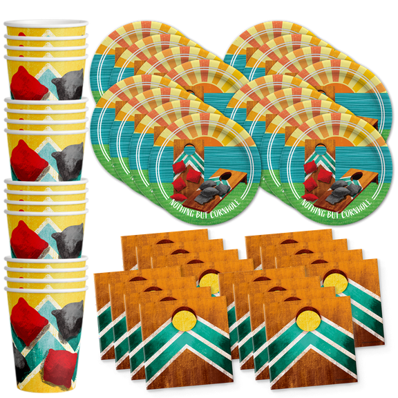 Cornhole Birthday Party Supplies Set Kit for 16