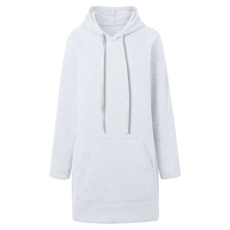 white oversized hoodie dress White Midi Sweatshirt Dress, Soft Cotton Sweatshirt, Comfortable Dress With Pocket, Big Hood Design, Front Pocket, Perfect Fit Sweatshirt