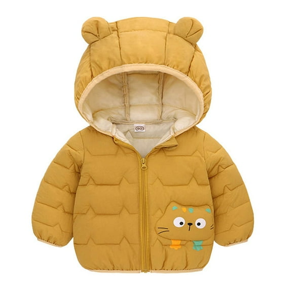 yocbz Rain Coats for Girls Boys Fleece Jacket Long Sleeve Sherpa Lined Zip Up Hoodies Soft Warm Sweatshirt Outerwear for Kids Yellow,Size for 12-18 Months