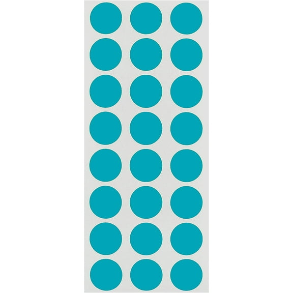 0.50 Inch Round Label Removable Color Code Dot Stickers, 1200 Pack, Teal