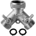 thumbnail image 1 of Conector para manguera de jardín Morvat de 2 vías, latón niquelado, 1 of 9