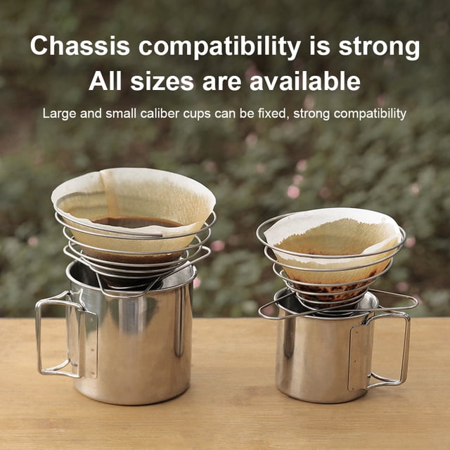 Maoww Reusable Stainless Coffee Dripper Funnel Shaped Filter Maker Collapsible Paperless Filtering Pour Spring for Outdoor M