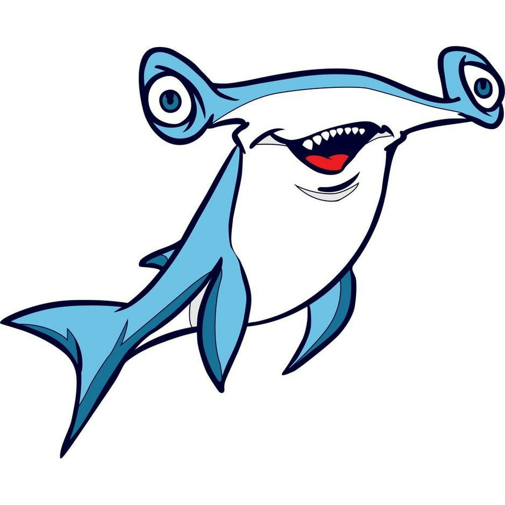 Cute Hammerhead Shark Cartoon Character Wall Art Sticker Vinyl Decals