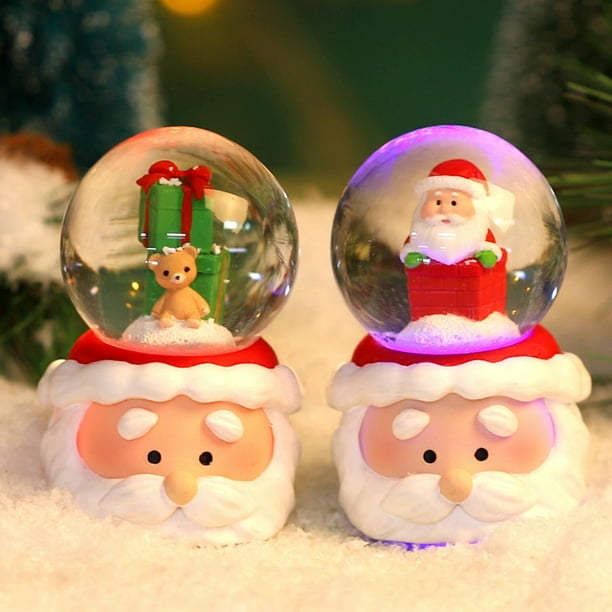 Christmas Snow Globe Santa Claus Snowman Old Man Christmas Tree Lovely  Cartoon Faux Crystal Ball Ornament for Office Home Party