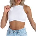 thumbnail image 1 of XINQIHANG Women's Crew Neck Racerback Knit Ribbed Basic Sleeveless Crop Tank Tops, 1 of 5