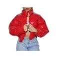 thumbnail image 1 of Mialoley Women Long Sleeve Stand Collar Metallic Cropped Down Puffer Jackets, 1 of 7