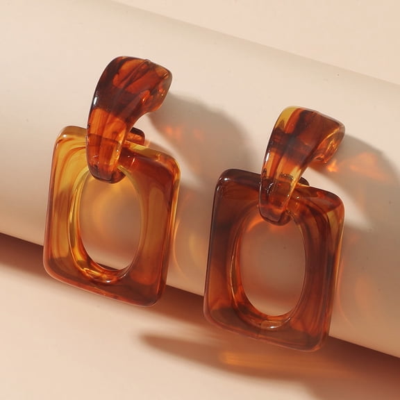 Retro Temperament C-shaped Resin Amber Earrings For Women Geometric Large Dangle Earrings Jewelry Gifts