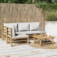 thumbnail image 1 of vidaXL 5 Piece Garden Lounge Set with Light Grey Cushions Bamboo, 1 of 5