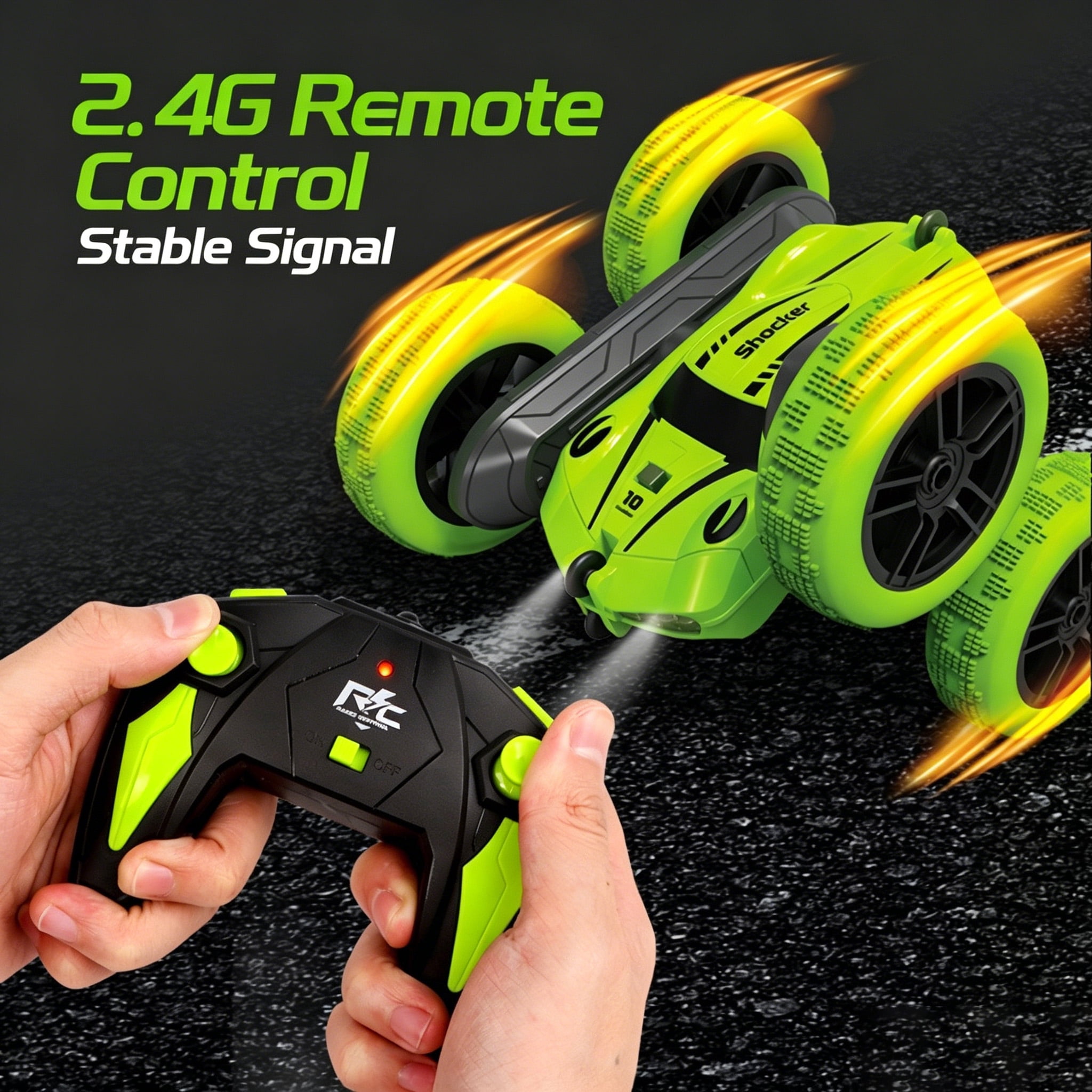 HNH Remote Control Stunt Car, 2.4GHz Double Sided 360°Flips RC Stunt Car, Off Road Cars Toy Gift for 4-12 Year Old