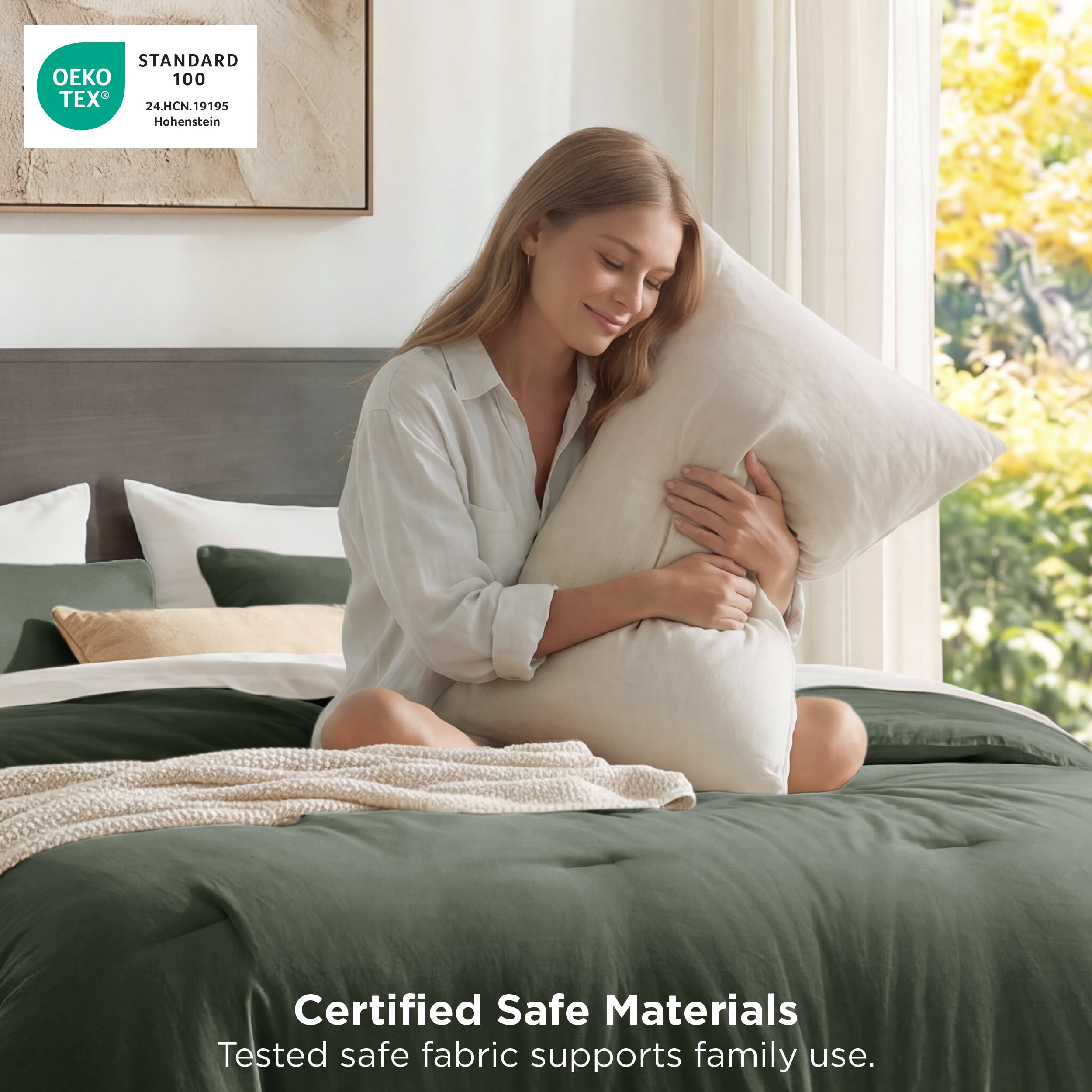U by Bedsure 3 Pieces Queen Comforter Bedding Sets, Dark Green Bed Comforter Set for All Seasons, 1 Lightweight Prewashed Comforter and 2 Pillowcases