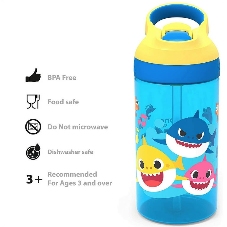 Simple Modern Kids Water Bottle with Straw 16 oz Leak Proof Plastic Sharks