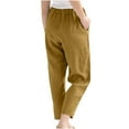thumbnail image 3 of Women's Casual Solid Linen Pants Elastic Waist With Pockets Cropped Length Ankle Trousers Women Casual Pants Suit Womens Dress Pants for Work Business Casual Womens Sweatpants Pockets plus Size Casual, 3 of 5