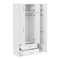 thumbnail image 5 of 3-Door Full-length Mirror Wardrobe, Armoire Storage Closet with 3 Top Cabinet and Hanging Rod for Bedroom, 5 of 14