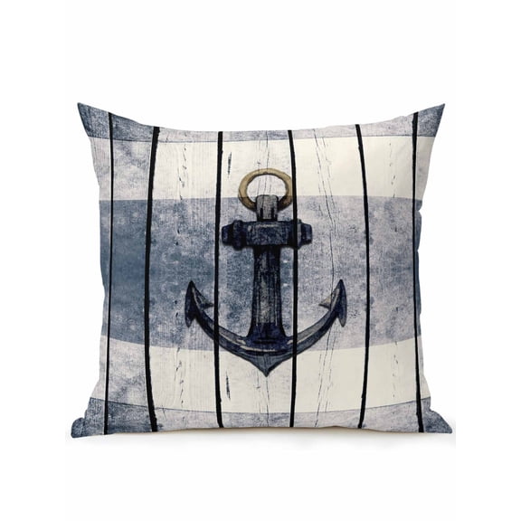 Waterproof Outdoor Throw Pillows with Inserts 16"x16", Navy Blue Nautical Soft Decorative Pillowcases for Couch Bedroom, Coastal Blue Striped Vintage Pillow Covers for Sofa Living Room