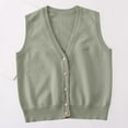 thumbnail image 2 of Girls Boys School Uniform Sweater Vests, Solid Color Button V-Neck Classic Knit Vests Big Children Sleeveless Cardigan Tops Green M, 2 of 5