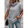 thumbnail image 4 of Women's Medium Grey Cable Knit Turtleneck Batwing Sleeve Sweater, 4 of 8