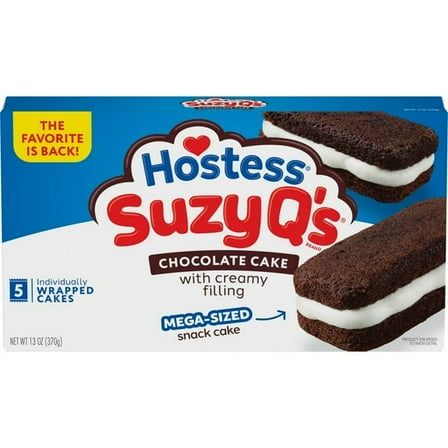 (2 pack) Hostess Suzy Q’s Chocolate Snack Cakes with Creamy Filling, 13 oz Box