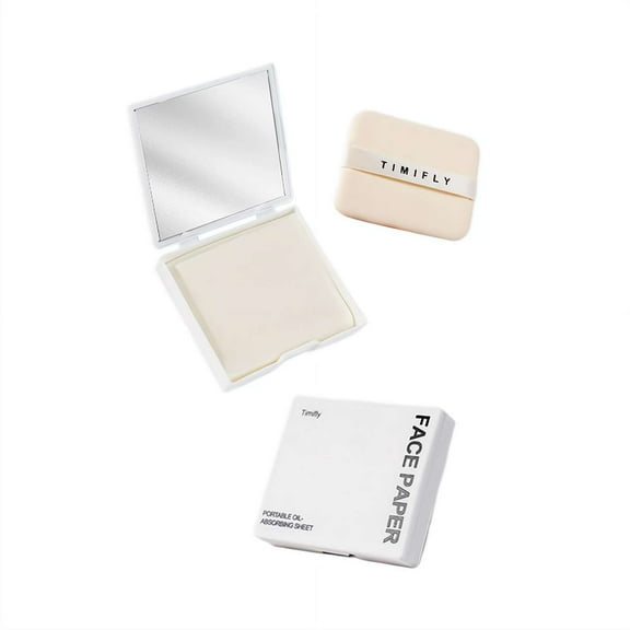 3-in-1 Oil Blotting Paper Set for Face, Face Oil Absorbing Sheet with Mirror and Makeup Puff for Men Women