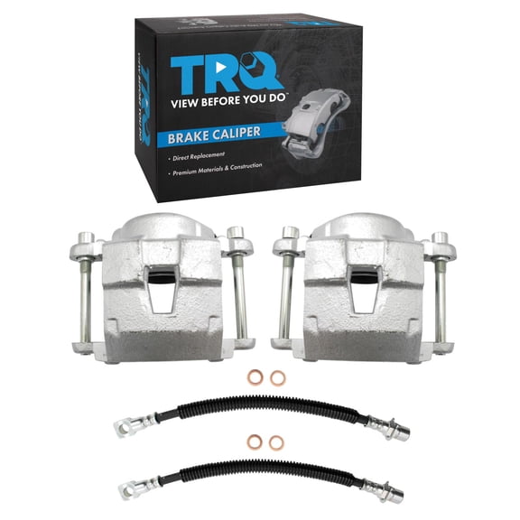 TRQ Front Brake Caliper Set Brake Hose Compatible with 2000-2003 Chevrolet S10 GMC Sonoma 2000 Isuzu Hombre