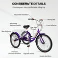 thumbnail image 3 of Lilypelle 26" Wheels 7 Speed Tricycle with Shopping Basket for Adult Seniors,Low Step Through Bike,Purple, 3 of 11