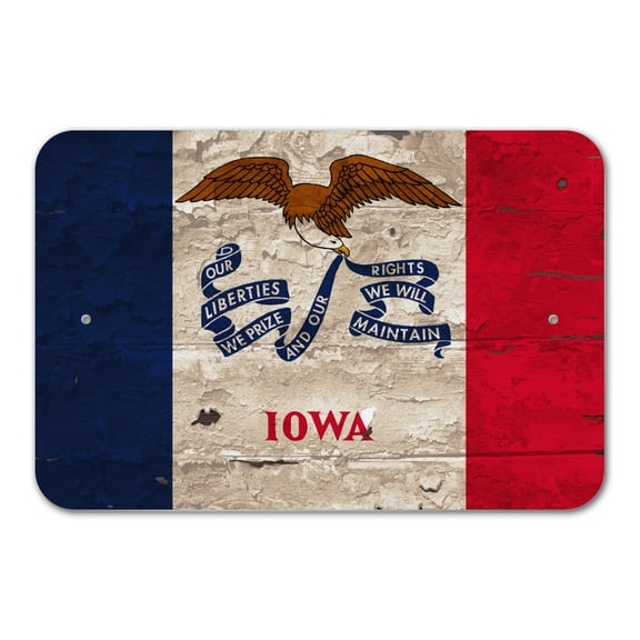 Rustic Iowa State Flag Distressed USA Home Business Office Sign