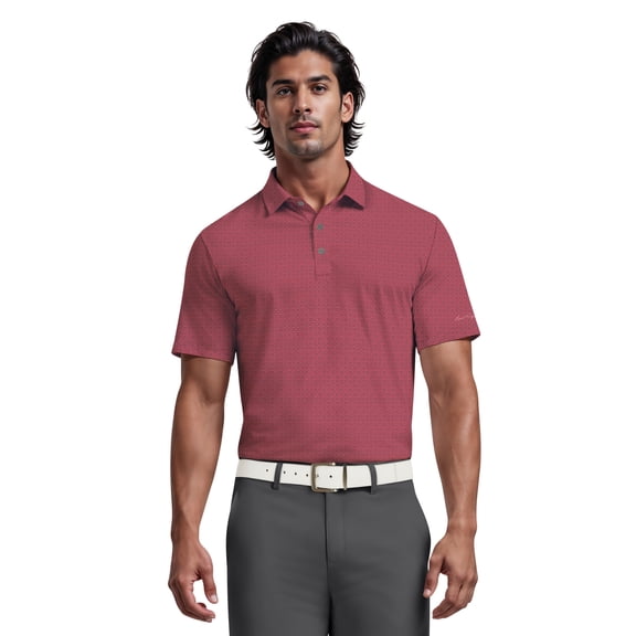 Ben Hogan Men's and Big Men’s Allover Abstract Floral Printed Short Sleeve Golf Polo Shirt, up to Size 5XL