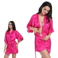 thumbnail image 4 of Dengjunhu Women Satin Robes Sexy Silky Bathrobe Lace V-Neck Bridesmaid Bride Party Robe Soft Sleepwear, 4 of 5