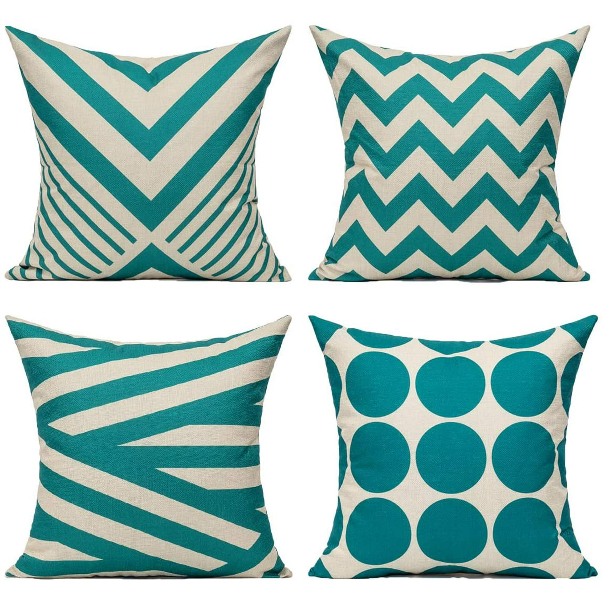 Turquoise Teal Couch Accent Throw Pillows Cases Cushion Covers 16 16 Set of 4 Outdoor for Sofa Patio Modern Decor Walmart