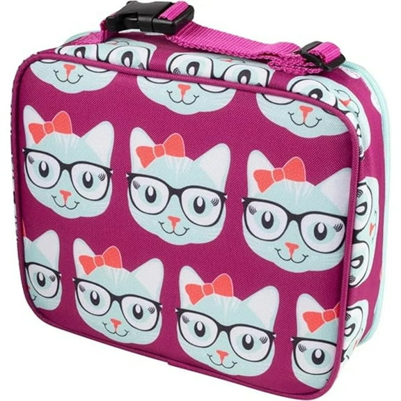 Bentology Lunch Box for Girls-Kids Insulated, Durable Kitty Cat Lunchbox Tote Bag Fits Bento Boxes, Jars & Bottles- Reusable School Lunch Sleeve Keeps Food Hotter or Colder Longer