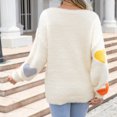 thumbnail image 4 of Lovskoo Sweaters for Women Comfortable Heart Print Long Sleeve Round Neck Sweater Top Beige, 4 of 5