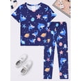 thumbnail image 3 of QEFJNO 3-12Y Kid Boys Shark Pajamas Little Big Boys Sleepwear Short Sleeves and Pants 2 Pieces Summer Pjs Set, 3 of 15