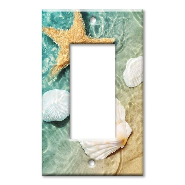 Assiettes d'Art - Couvercle de Plaque Switch Gang Rocker / Decora / GFCI - Coquillages et Étoiles de Mer dans l'Océan