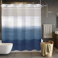 thumbnail image 3 of Gradient Blue No Hook Shower Curtain with Snap in Liner Abstract Dark Blue White Gradient Water Ripples Waterproof Bathroom Shower Curtain with See Through Top Window for Bathtub 72" x 78", 3 of 9