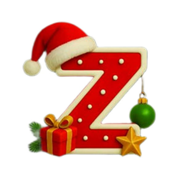 Christmas Tree Ornament 2D Acrylic 26 Letter Initial Pendant Decorative Hanging Gift for Family Holiday Party