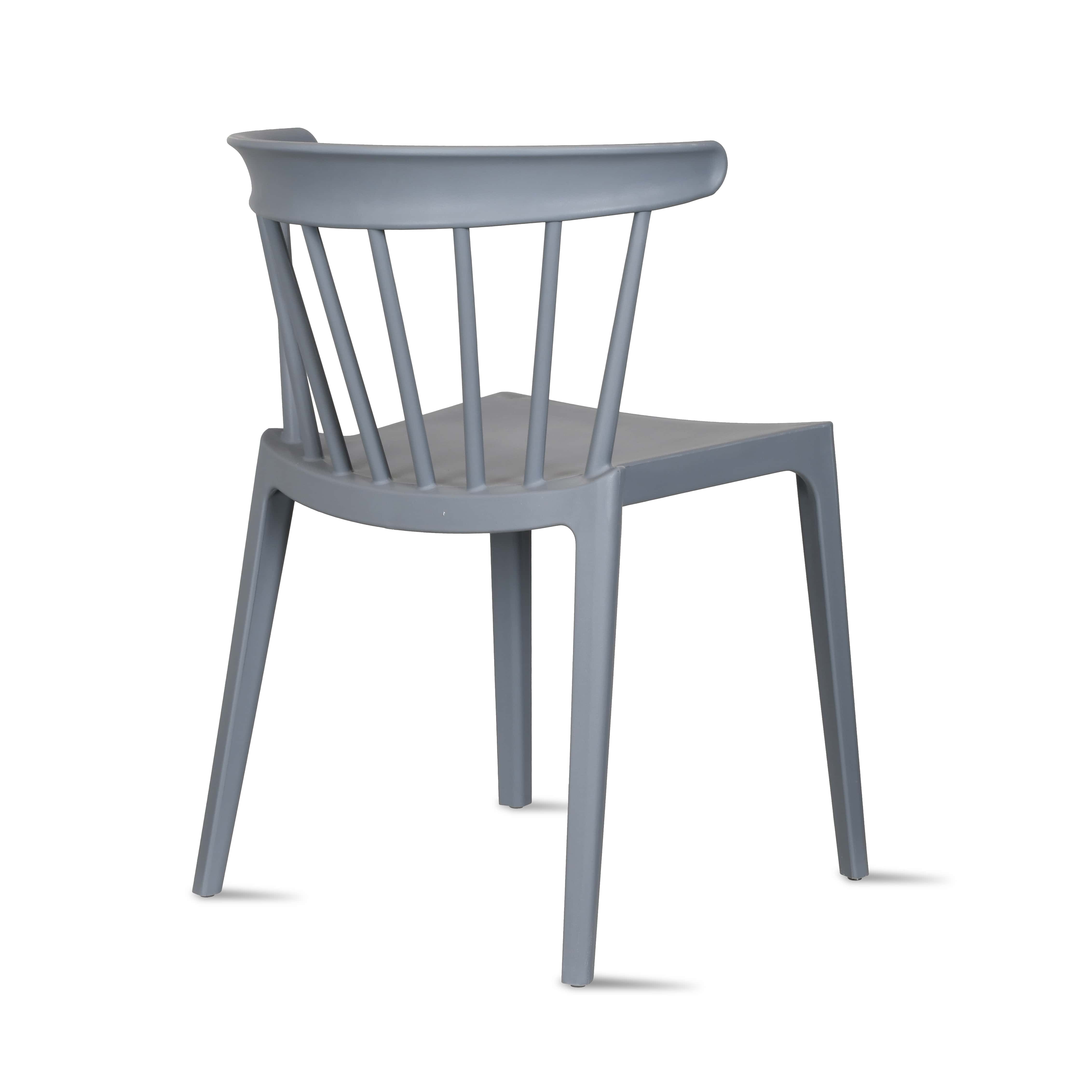Modern Dining Elbow Side Chair Molded Plastic Indoor and Outdoor Stackable Slat Back Patio Chair, Gray, Set of 1, 1 piece