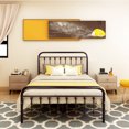 thumbnail image 4 of Vintage Full Metal Bed Frame With Headboard And Footboard Platform/Wrought Iron/Heavy Duty/Solid Sturdy Metal Slat/Rustic Brown/No Box Spring Needed, 4 of 4
