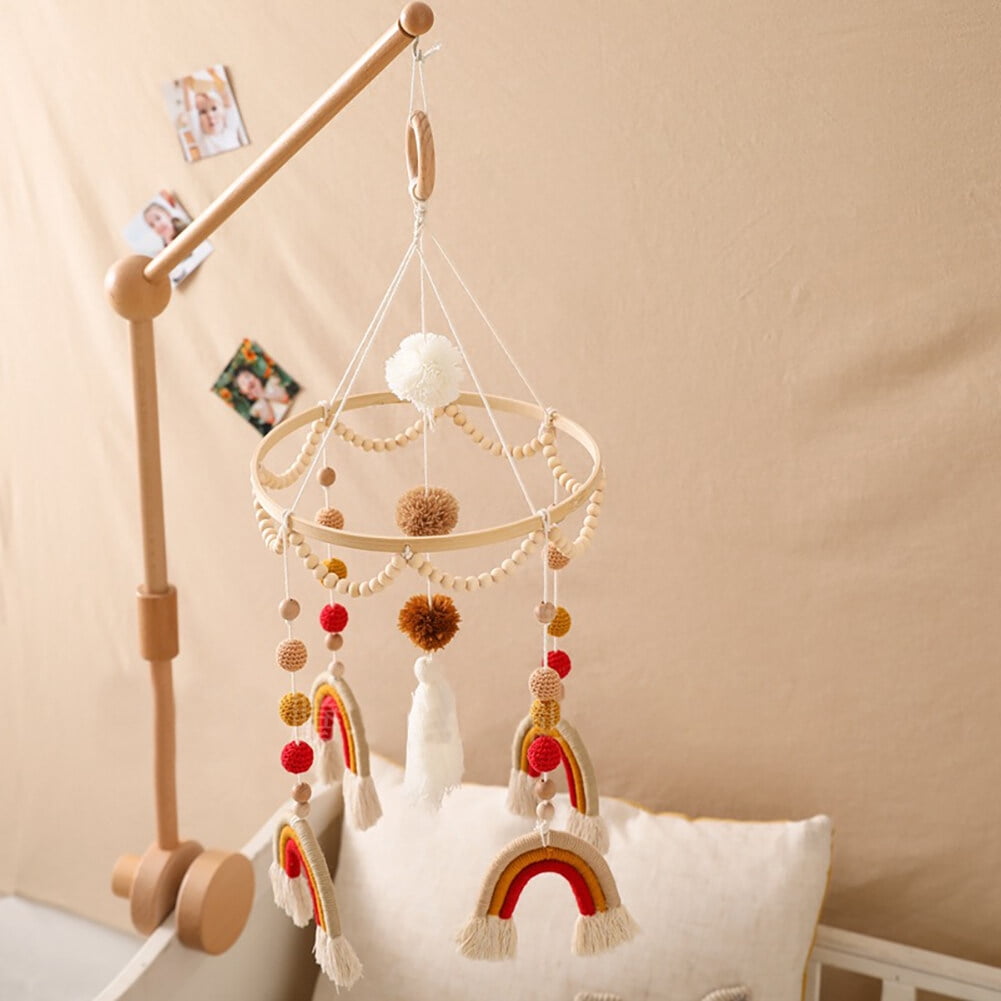Rainbow Ball Baby Bed Bell – Plush Hanging Pendant Toy for Crib, Nursery, Car & Travel – Soothing Infant Mobile