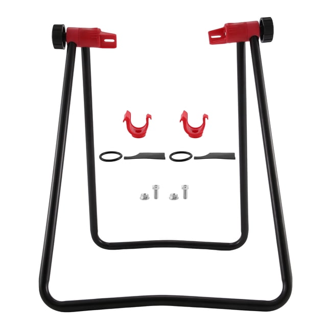 Support de Réparation pour Vélo, Support de Roue, Outils de Centrage pour Roues de Vélo, Entretien des Routes, 1 x Cadre de Stationnement, Noir et Rouge